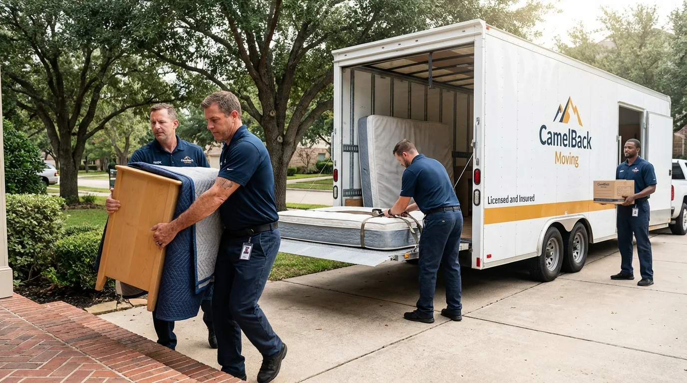 Crew loading residential truck for cross-state move from Willard, UT