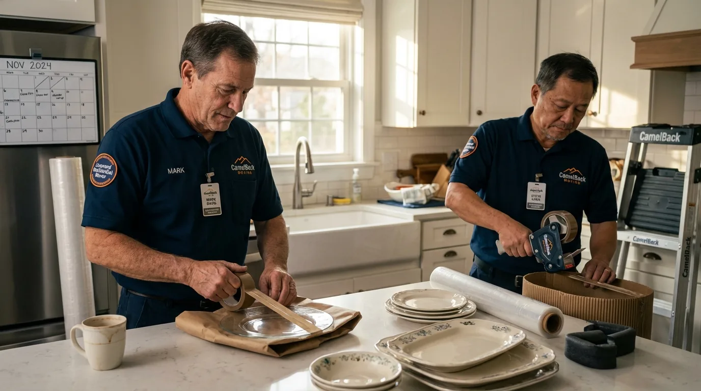Professional crew packing kitchen dishware in Willard, UT